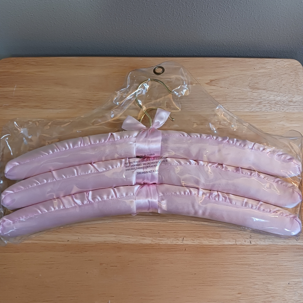 Wellington Essentials Pink Padded Satin Hangers Set of 3 - Picture 3 of 3